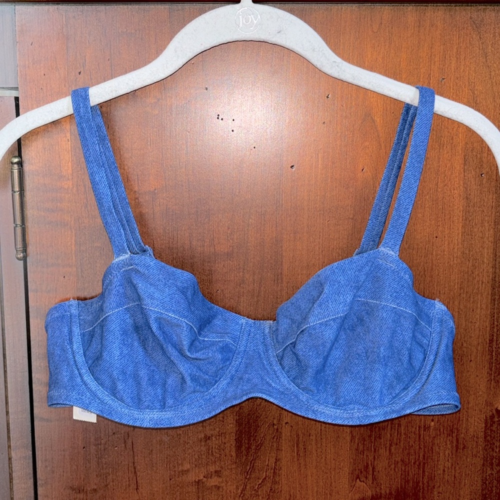 NWT Aerie Unlined Underwire Denim Look Bra